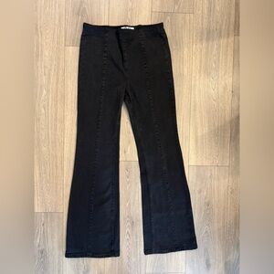 We The Free People Black Flare Pull On Jeans Denim Stretch Size 28